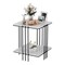 Modern Glam Marble Square Accent Side Table 2-Tier Coffee Table w/ Storage Shelf